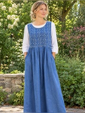Vintage Erika & Co Denim Midi Jumper Dress
